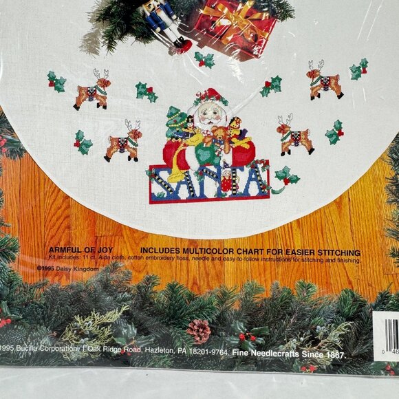 Bucilla Christmas Tree Skirt Kit 42" Cross Stitch Santa Claus Reindeer Toys - Picture 3 of 5